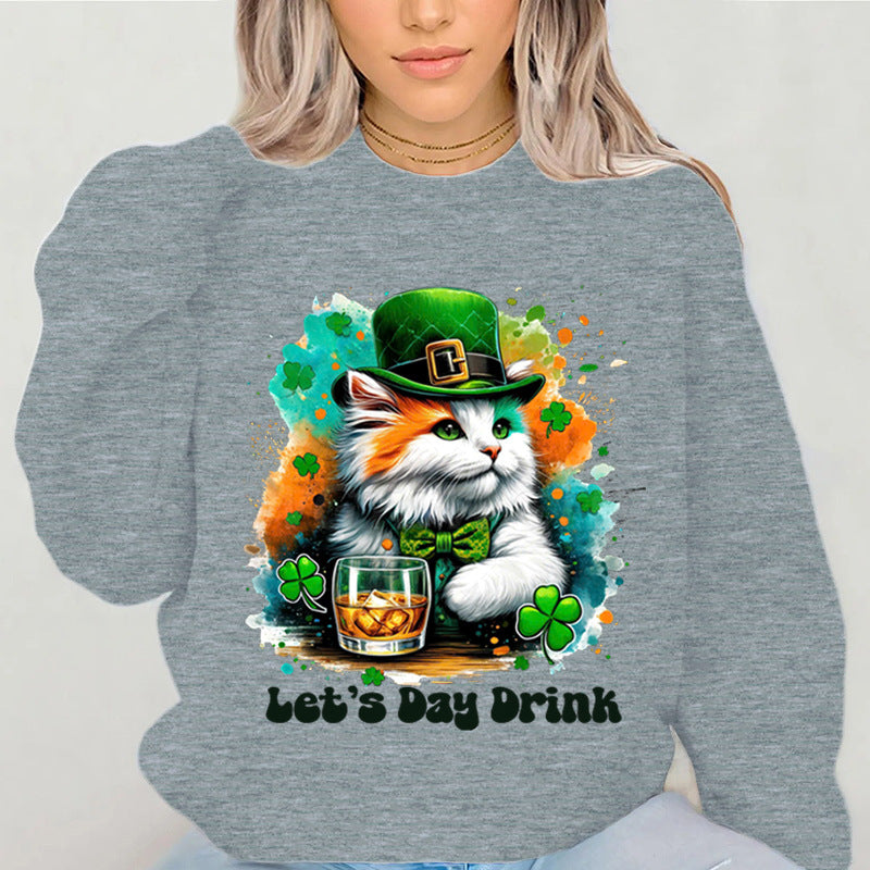 Damen Sweatshirt mit lustigem Katzenmotiv und inspirierendem Schriftzug Drune
