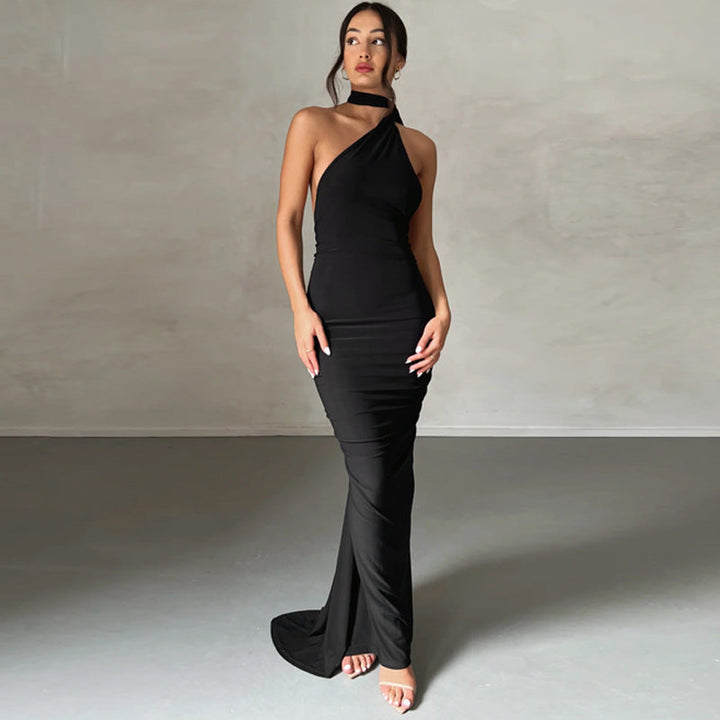 Damen Elegantes One-Shoulder Abendkleid Drune