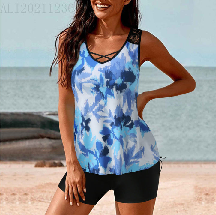 Damen Sportlicher Tankini mit Shorts Drune