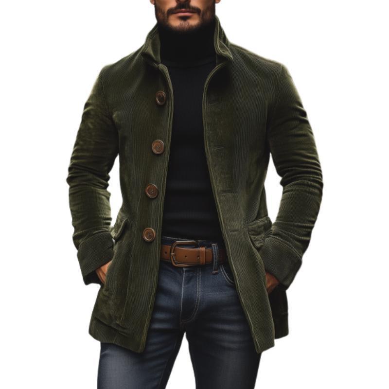 Herren Kordmantel mit Stehkragen und taillierter Silhouette Drune