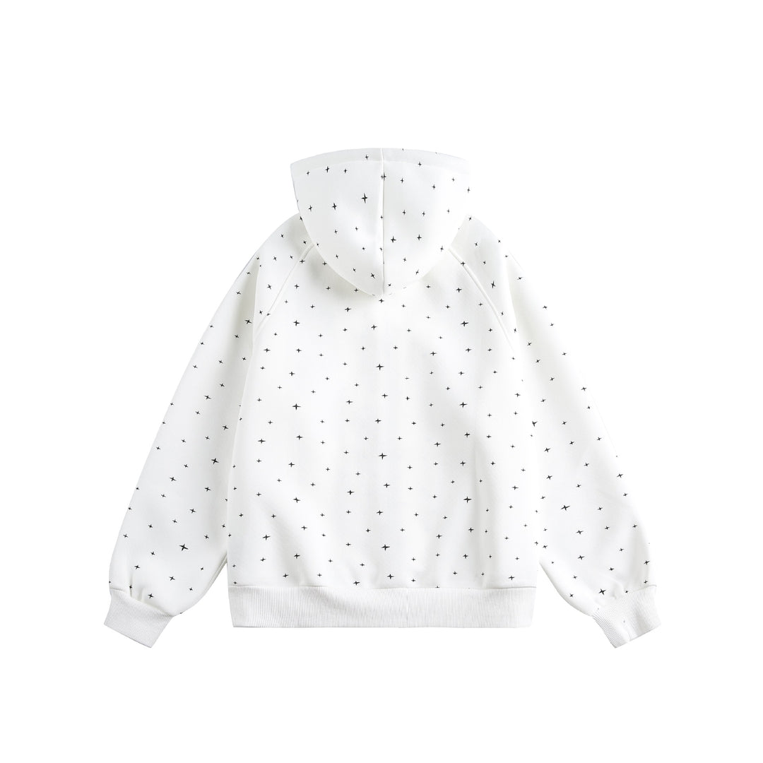 Unisex Oversize-Kapuzenjacke mit Sternchen-Print und durchgehendem Reißverschluss Drune
