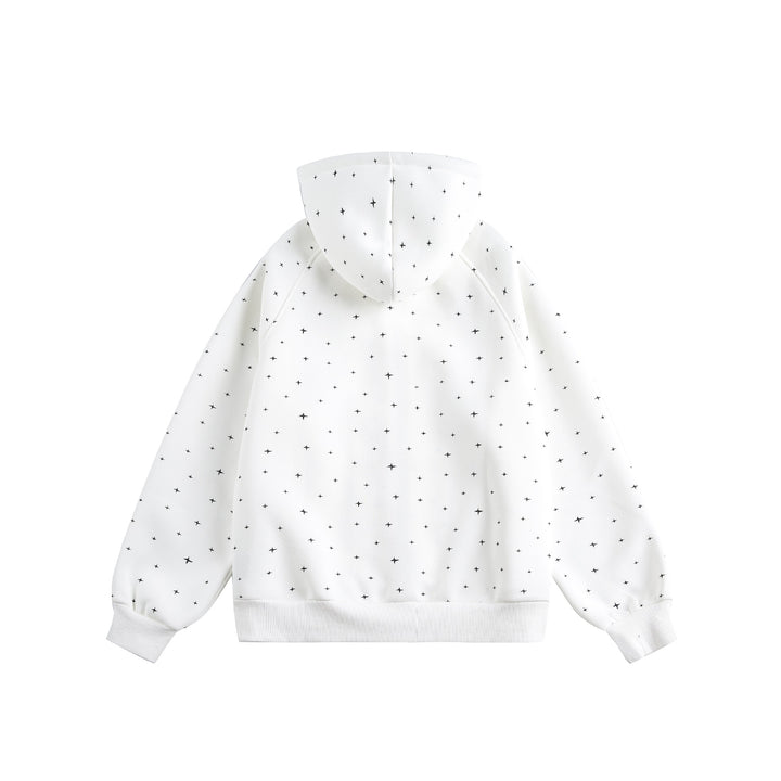 Unisex Oversize-Kapuzenjacke mit Sternchen-Print und durchgehendem Reißverschluss Drune