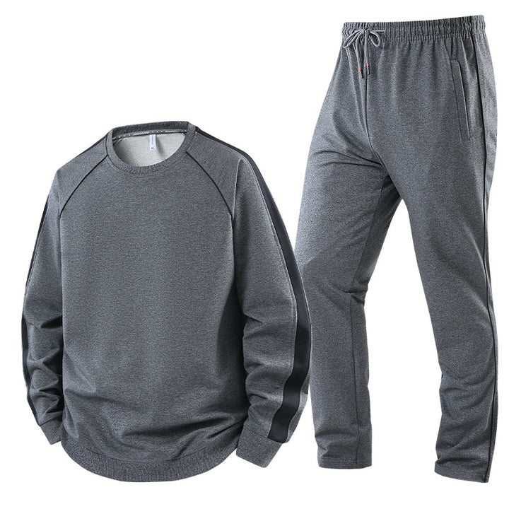 Herren Sportliches Trainingsanzug-Set aus French-Terry mit seitlichen Kontraststreifen, Rundhalsausschnitt & tapered Jogginghose Drune