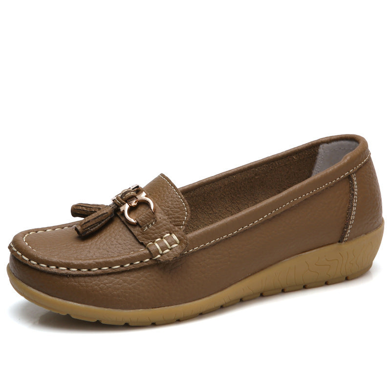 Damen Mokassins mit ornamentaler Schnalle und weicher Sohle Drune