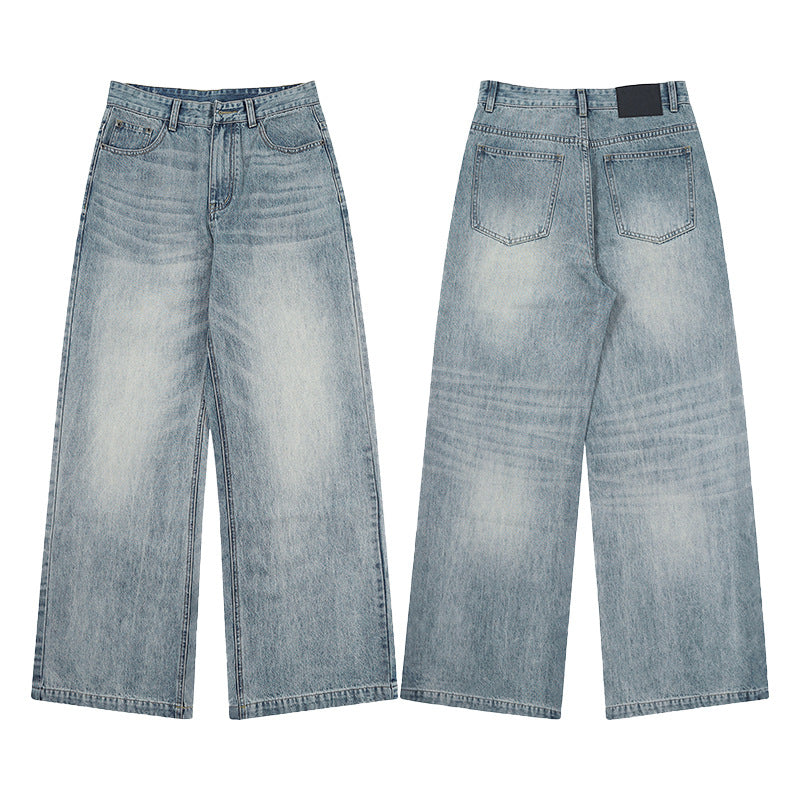 Herren Weit geschnittene Vintage-Denim-Jeans mit hoher Taille und weitem Bein Drune