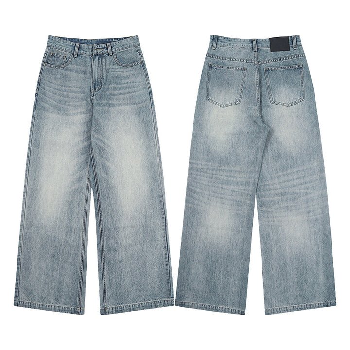 Herren Weit geschnittene Vintage-Denim-Jeans mit hoher Taille und weitem Bein Drune
