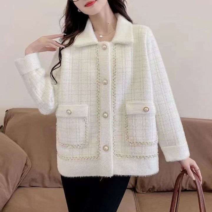 Damen elegante Jacke mit zeitlosem Hahnentrittmuster Drune