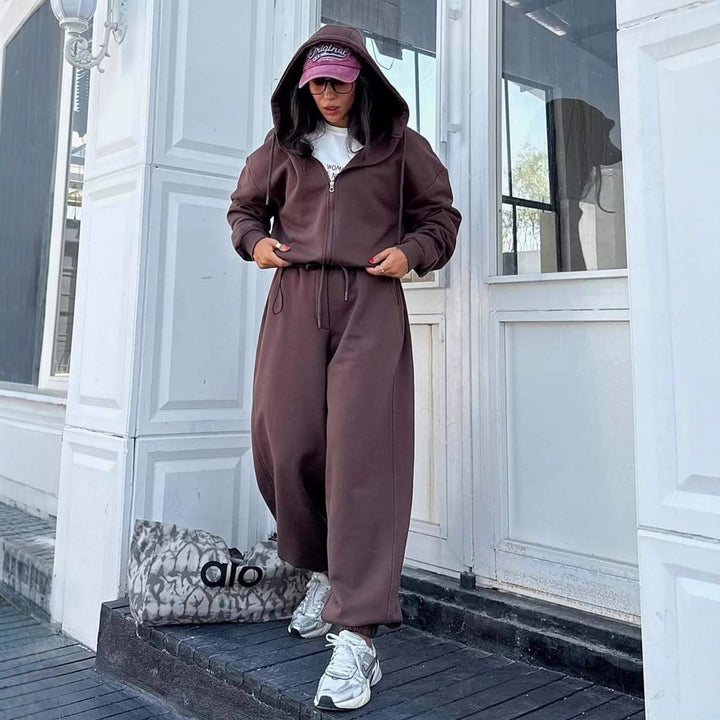 Damen Fleece-Jumpsuit mit Zipper und praktischen Taschen Drune