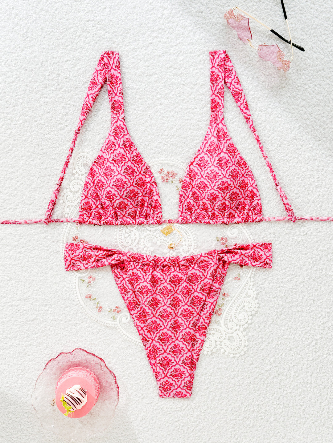 Damen Triangel-Bikini mit floralem Leopardenmuster Drune