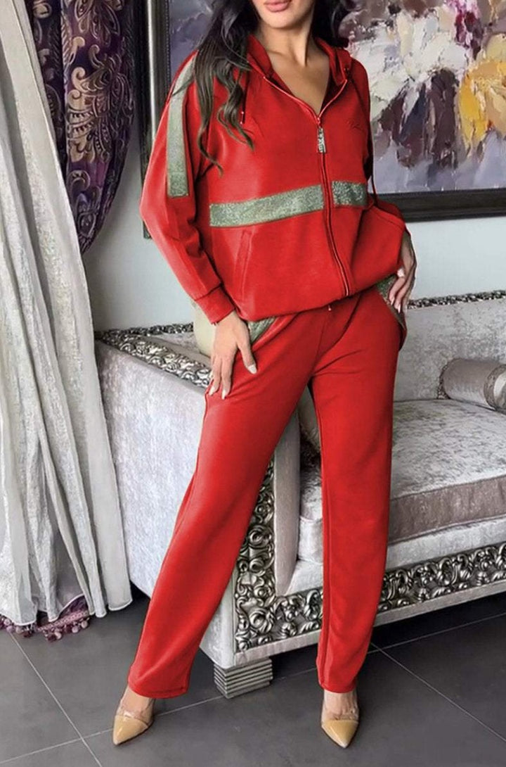 Damen Lässiges Sportanzug-Set mit modischem Schnitt und praktischen Taschen Drune