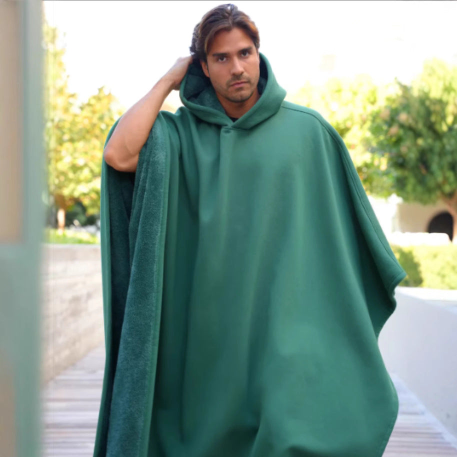 Damen Wärmeponcho mit Kapuze aus kuscheligem Mikrofleece Drune
