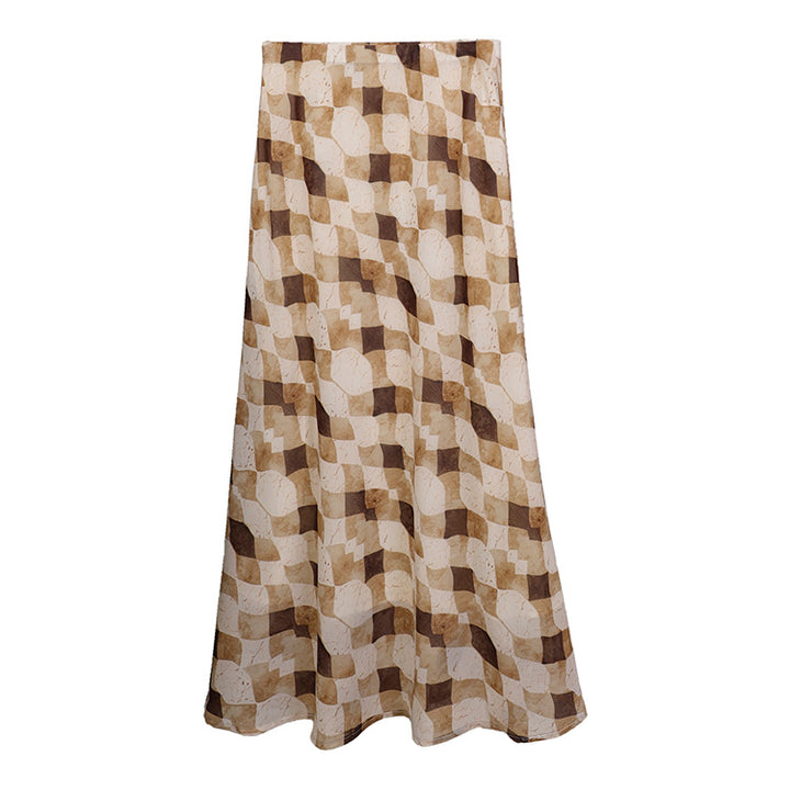 Damen nan fließender Maxirock mit A-Linie und feinem Vintage-Print Drune