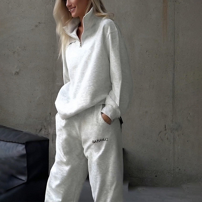Damen Sportliches Lounge-Set mit hohem Kragen und weitem Schnitt Drune