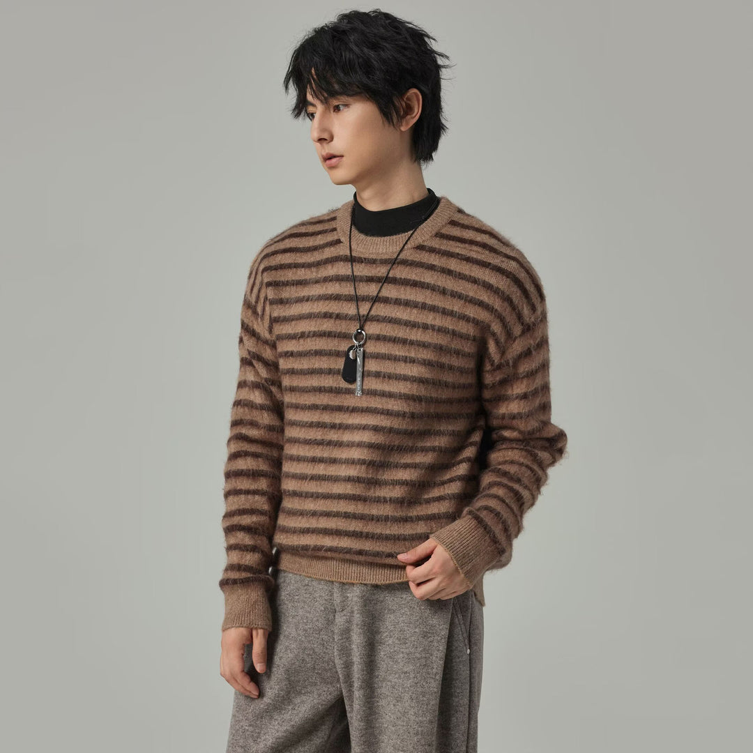 Damen Grobstrickpullover mit strukturiertem Streifenmuster Drune