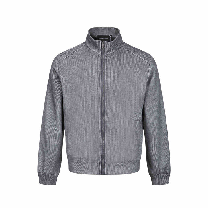 Herren Leichte Sweatjacke aus Baumwoll‑Mix mit Stehkragen, durchgehendem Reißverschluss und Eingrifftaschen Drune