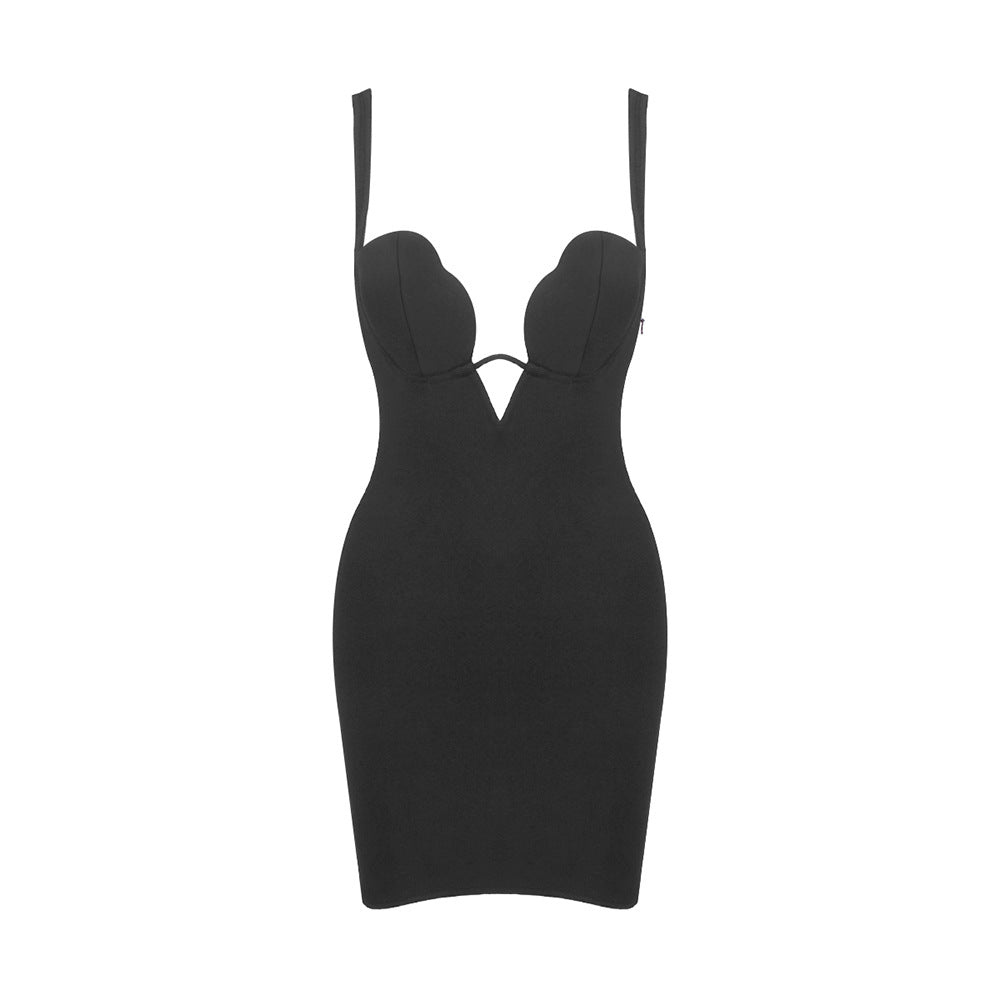 Damen figurbetontes Kleid mit V-Ausschnitt Drune