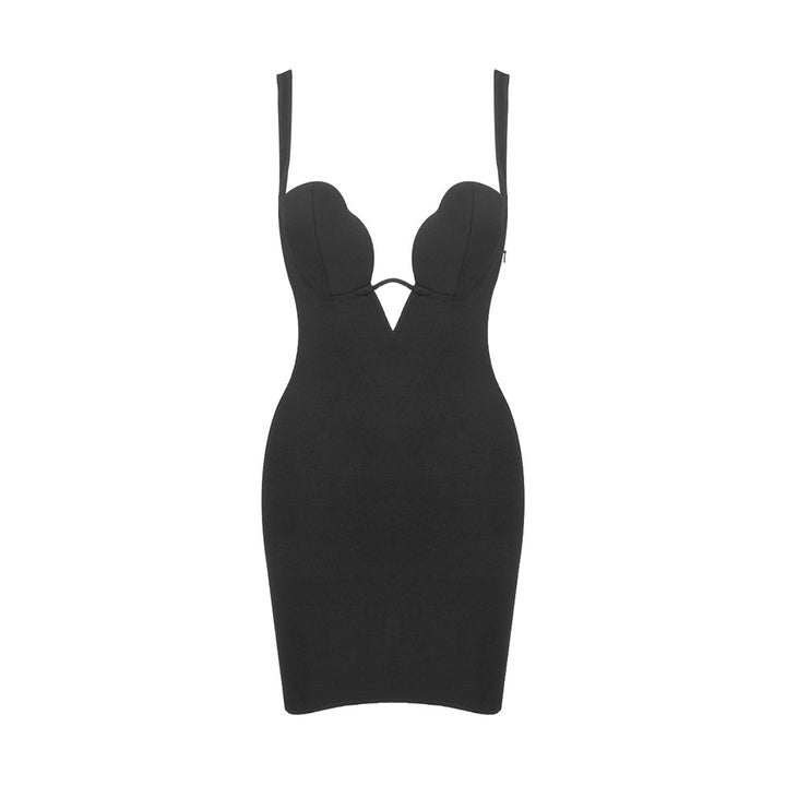 Damen figurbetontes Kleid mit V-Ausschnitt Drune