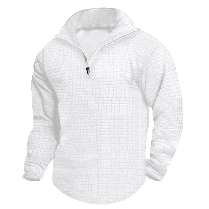 Herren strukturierter Fleece-Pullover mit hohem Kragen und halbem Reißverschluss Drune