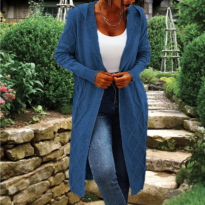 Damen Lange Strickjacke mit elegantem Zopfdesign Drune