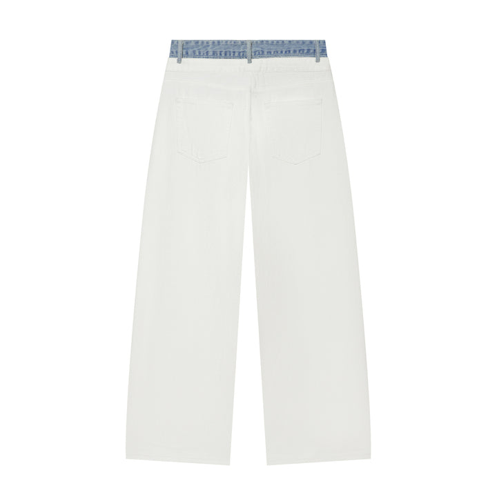 Damen Cropped-Jeans mit weitem Bein und kontrastierendem Bund Drune