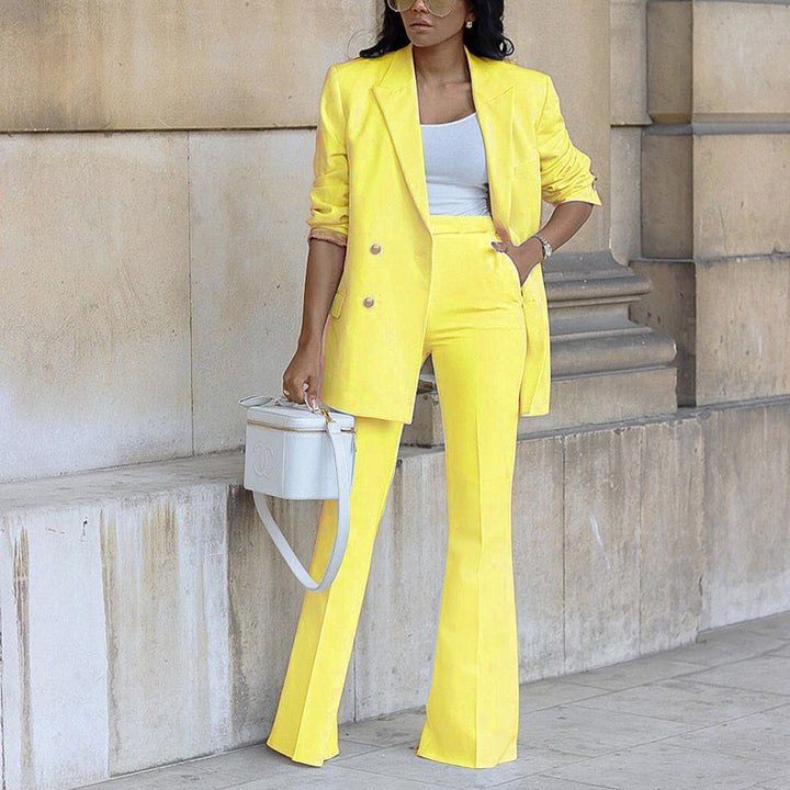 Damen Elegantes Zweiteiliges Anzug-Set mit weit geschnittenen Hosen und modischem Blazer Drune