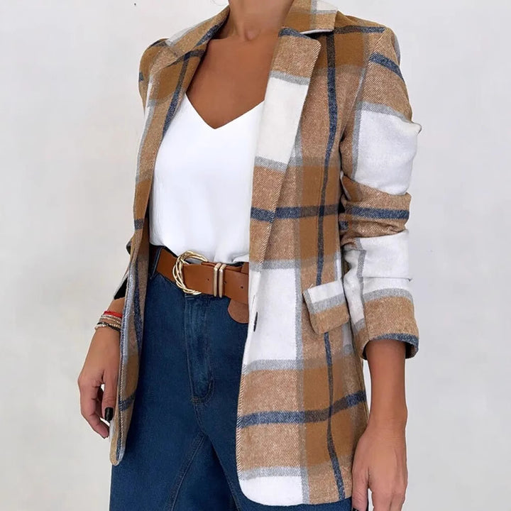 Damen karierter Blazer im Oversized-Stil Drune
