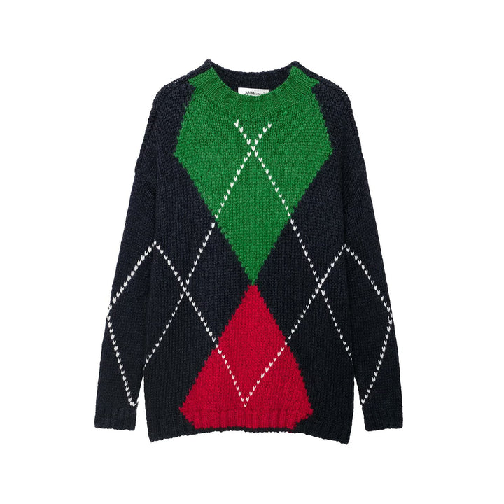 Damen Grobstrick-Pullover mit Argyle‑Muster und Oversize‑Schnitt Drune
