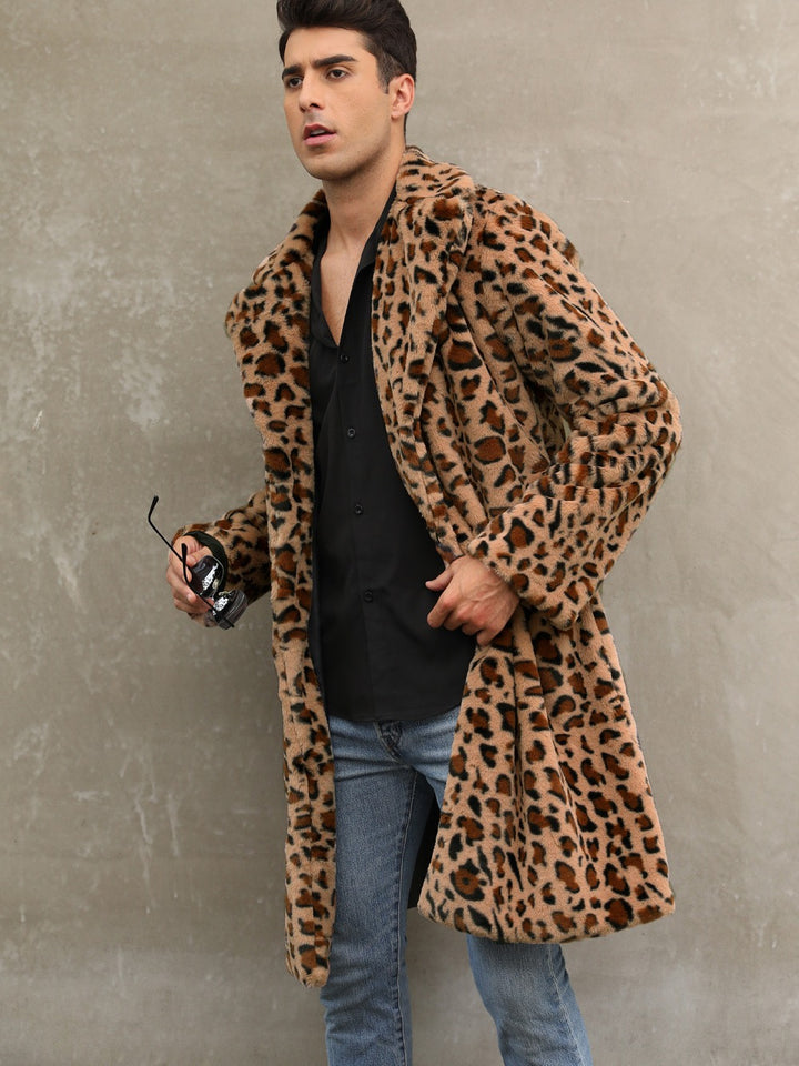 Herren Modischer Leopardenfell-Mantel Drune