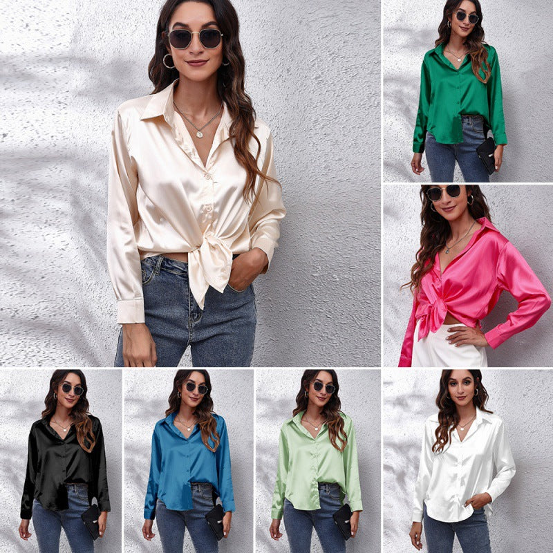 Damen elegante Satinbluse Drune