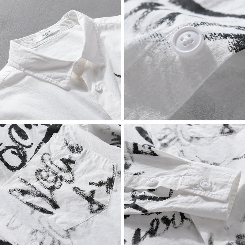 Herren Lässiges Overshirt mit grafischem Scribble-Print und Brusttasche Drune
