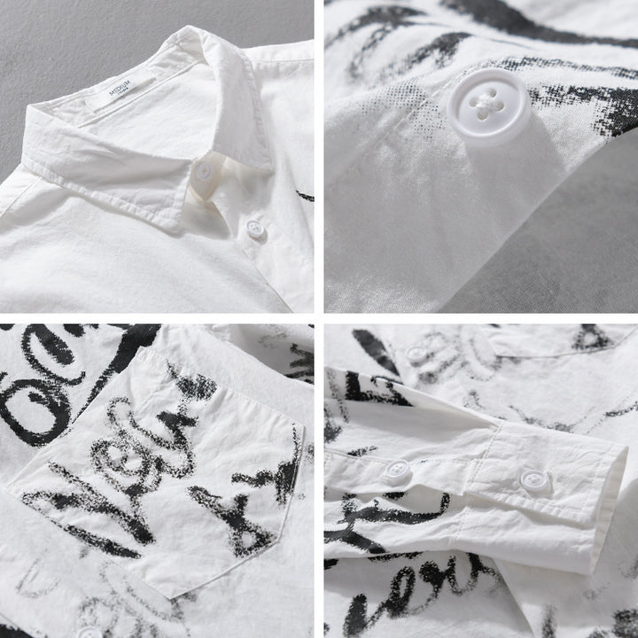 Herren Lässiges Overshirt mit grafischem Scribble-Print und Brusttasche Drune