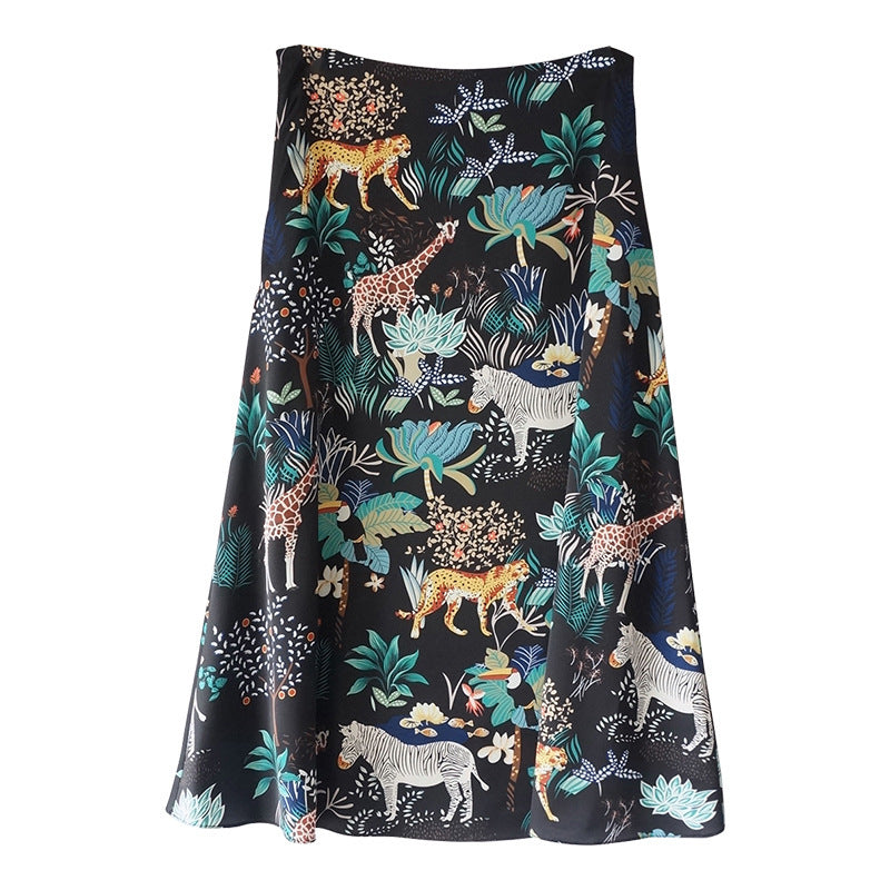 Damen Midi-Rock mit floralem Tierdruck Drune