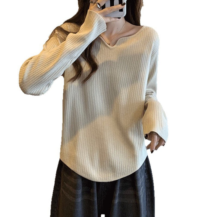 Damen lässiges Langarmshirt mit feiner Rippstruktur Drune