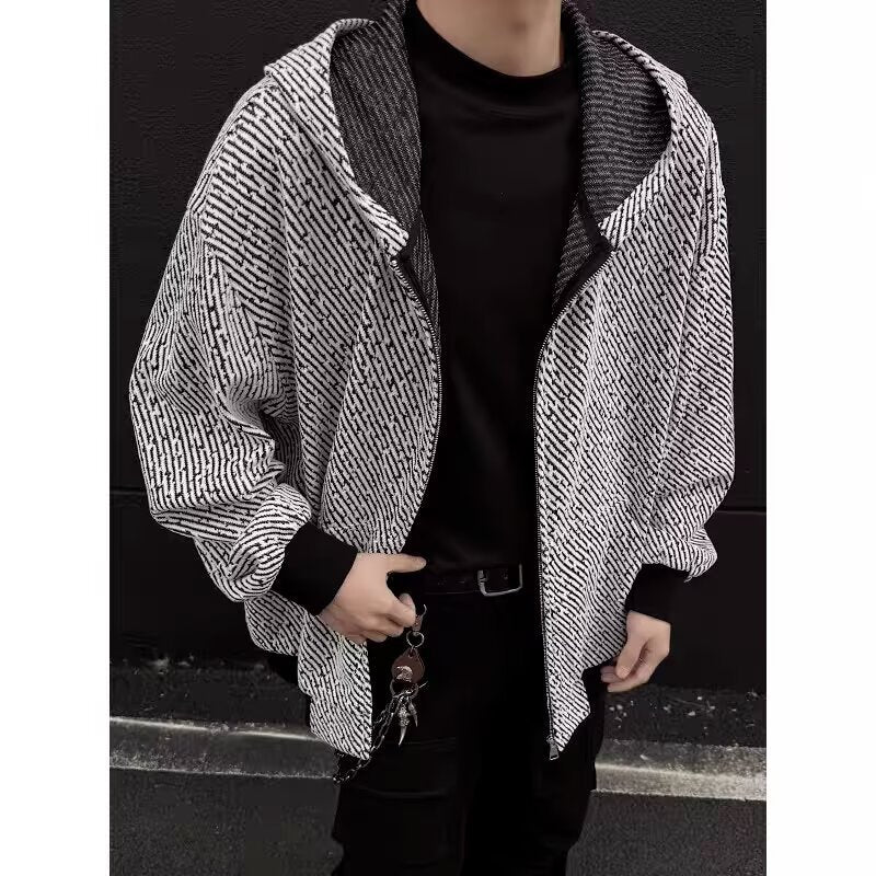 Unisex Oversized Strick-Kapuzenjacke mit Allover-Strukturmuster und Eingrifftaschen Drune