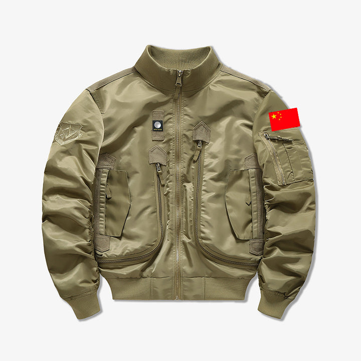 Herren Modische Bomberjacke mit Mehreren Taschen Drune