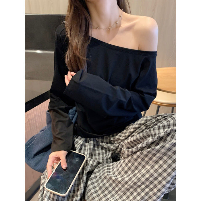 Damen lässiges Off-Shoulder Langarmshirt Drune