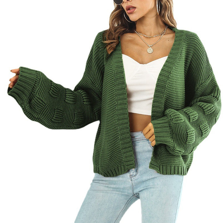 Damen Strickjacke mit voluminösen Ärmeln und strukturiertem Muster Drune