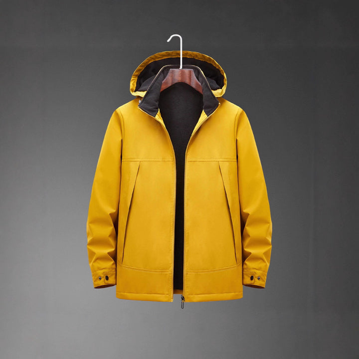 Herren Softshell-Übergangsjacke mit wärmendem Fleece-Innenfutter und Kapuze Drune
