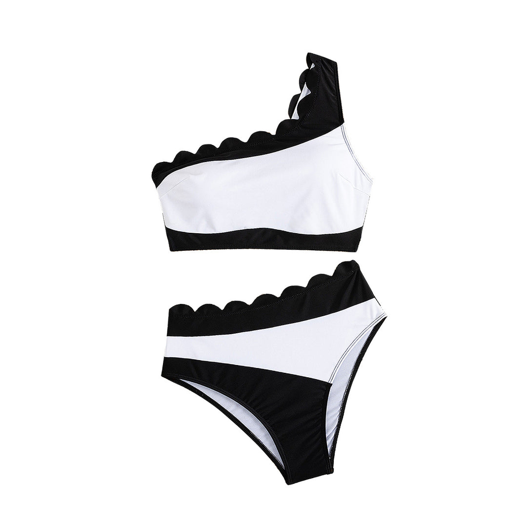 Damen Einseitiger Bikini mit gewelltem Saum Drune