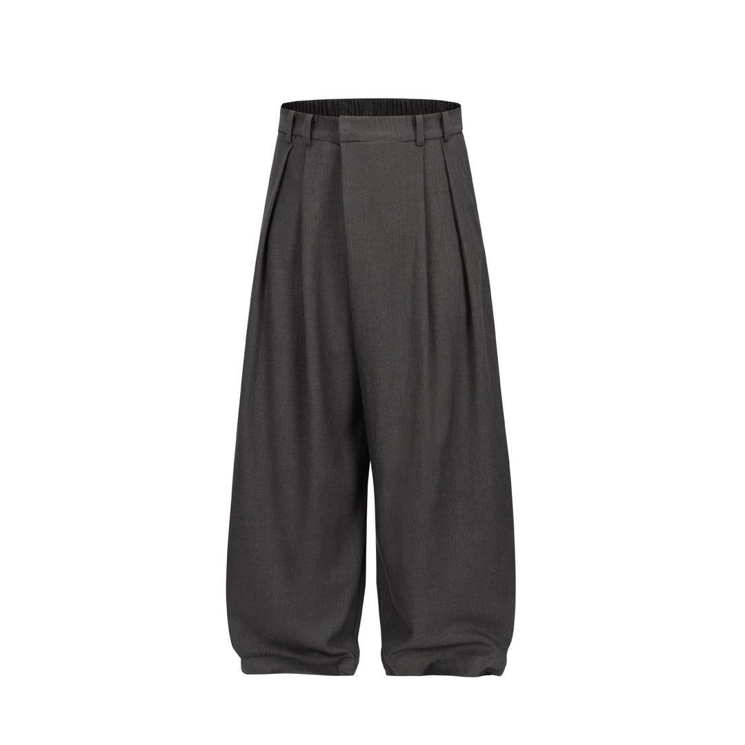 Damen Weite Plissee-Hose mit hoher Taille und elastischem Rückbund Drune