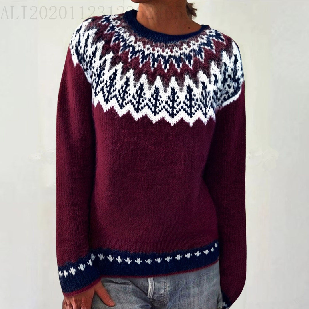 Damen nan Norwegerpullover aus Wollmix mit Rundhalsausschnitt und traditionellem Fair-Isle-Yoke Drune