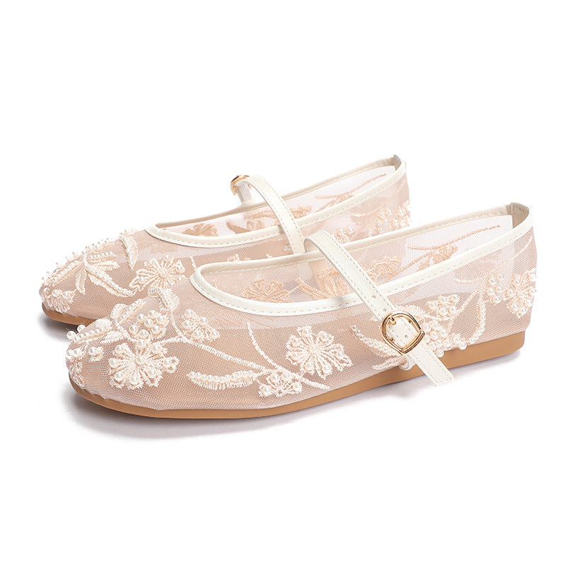 Damen Ballerinas mit floralem Stickereibesatz Drune