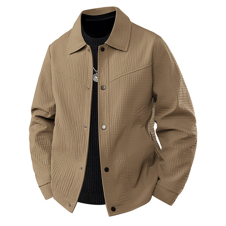 Herren Leichte Übergangsjacke im Worker-Stil mit mikrostrukturierter Twill-Optik und Druckknopfleiste Drune