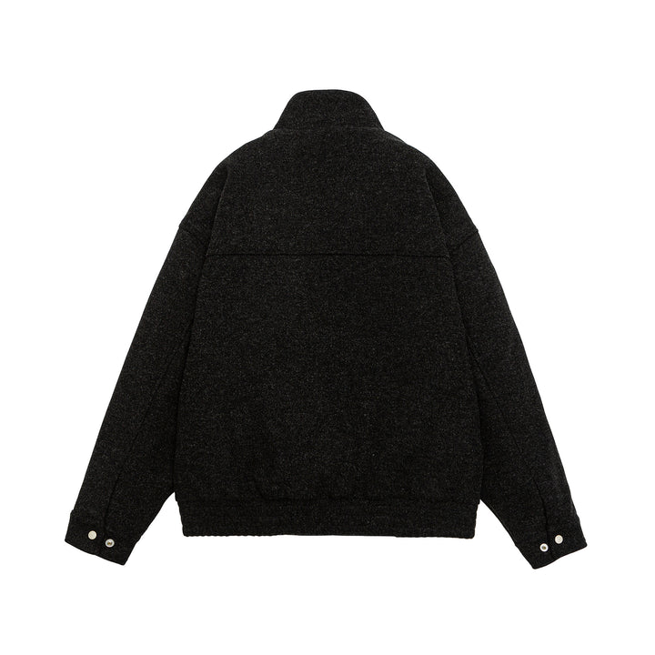 Herren Kurz geschnittene Boxy-Wollfleece-Jacke mit hohem Stehkragen und durchgehendem Reißverschluss Drune