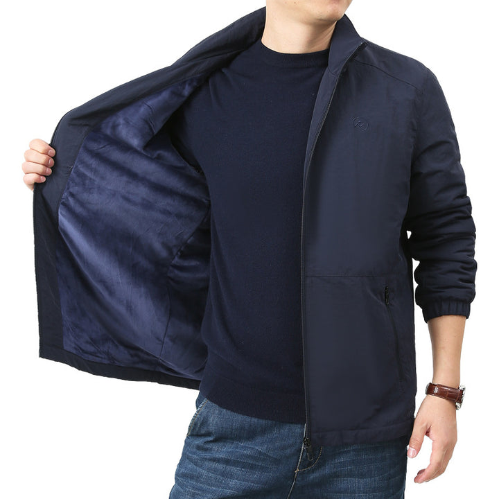 Herren Leichte Windjacke mit Stehkragen, Zwei Reißverschlusstaschen und elastischen Bündchen Drune