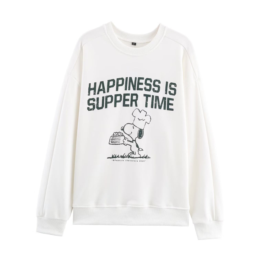 Damen lässiger Sweatshirt mit Snoopy-Motiv Drune