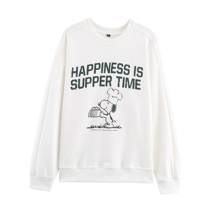 Damen lässiger Sweatshirt mit Snoopy-Motiv Drune