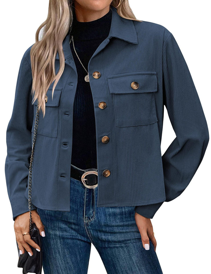 Damen Cordjacke mit zwei Brusttaschen Drune