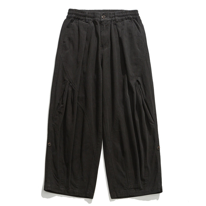 Damen Culotte-Hose im Paperbag-Stil mit elastischem Bund, Teilungsnähten und weitem Bein Drune
