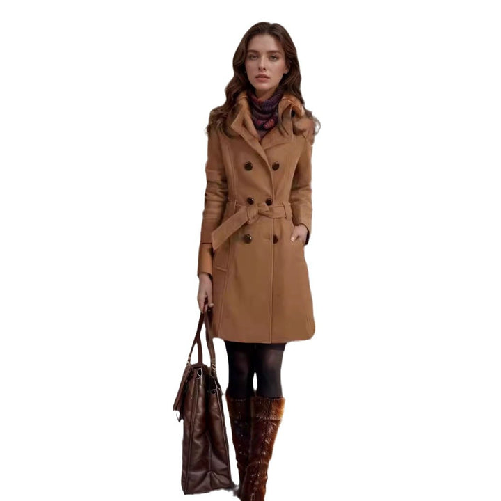 Damen Eleganter Trenchcoat mit Satin-Finish Drune